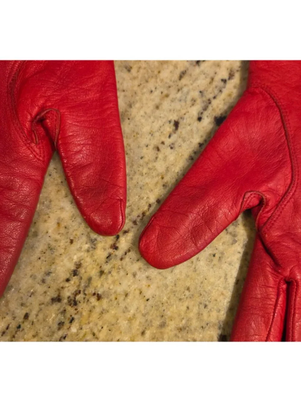 Vintage Womens Size M 7.5 Red Leather Gloves Lined Fownes